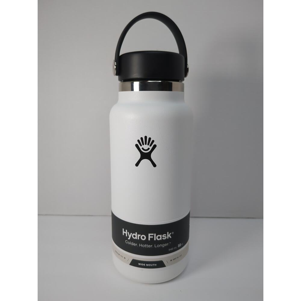 Hydro Flask Water Bottle 32 Oz White Insulated Stainless Steel Wide Mouth New